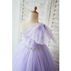 Princessly.com-K1004047-One Shoulder Beaded Lavender Tulle Wedding Flower Girl Dress-01