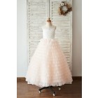 Princessly.com-K1004048-Ivory Lace Peach Pink Cupcake Tulle Keyhole Back Wedding Flower Girl Dress-01