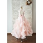 Princessly.com-K1004051-Pink Satin Tulle Keyhole Back Ruffles Wedding Flower Girl Dress-01