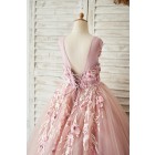 Princessly.com-K1004054-Mauve Lace Tulle 3D Flowers V Back Wedding Flower Girl Dress-01