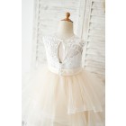 Princessly.com-K1004035-Ivory Lace Champagne Tulle Short Knee Length Wedding Flower Girl Dress-01