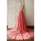 Princessly.com-K1003263-A Line Coral Chiffon Lace Illusion V Back Prom Evening Dress with Chapel Train-01