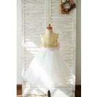 Princessly.com-K1003836-Gold Sequin Ivory Tulle Keyhole Back Wedding Flower Girl Dress with Bow-01