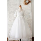 Princessly.com-K1003873-Princess Short Elbow Sleeves Ivory Lace Tulle Wedding Flower Girl Dress-01