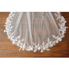 Princessly.com-K1003975-Ivory Champagne Lace Long Cathedral Wedding Bridal Veil-01