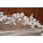 Princessly.com-K1003975-Ivory Champagne Lace Long Cathedral Wedding Bridal Veil-01