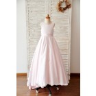 Princessly.com-K1003972-Pink Satin V Back Wedding Flower Girl Dress with Bows-01