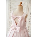 Princessly.com-K1003972-Pink Satin V Back Wedding Flower Girl Dress with Bows-01