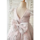 Princessly.com-K1003910-Princess Cap Sleeves V Back Pink Tulle Silver Sequin Wedding Flower Girl Dress-01