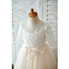 Princessly.com-K1003812-Princess Short Elbow Sleeves Ivory Lace Champagne Tulle Wedding Flower Girl Dress-01