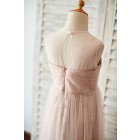 Princessly.com-K1003821-Champagne Sequin Tulle Sheer Neck Wedding Junior Bridesmaid Dress-01