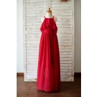Princessly.com-K1003822-Spaghetti Straps Red Chiffon Wedding Junior Bridesmaid Dress-01