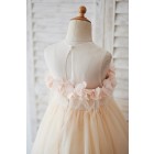 Princessly.com-K1003899-Illusion Champagne Tulle Feathers Wedding Party Flower Girl Dress-01