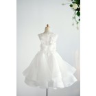Princessly.com-K1004013-Ivory Organza Lace Wedding Party Flower Girl Dress with 3D Flowers / Pearls-01
