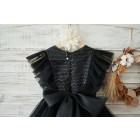 Princessly.com-K1003906-Black Sequin Tulle Ruffle Sleeves Wedding Flower Girl Dress-01