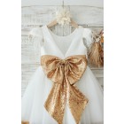 Princessly.com-K1003909-Ivory Satin Tulle Gold Sequin Cap Sleeves Flower Girl Dress with Feather-01