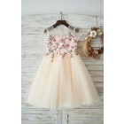 Princessly.com-K1003907-Champagne Tulle Cap Sleeves Wedding Flower Girl Dress with Embroidery Lace-01