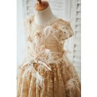 Princessly.com-K1003917-Cap Sleeves V Back Gold Sequin Tulle Wedding Flower Girl Dress-01