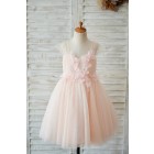 Princessly.com-K1003919-Strap Blush Pink Lace Tulle Wedding Flower Girl Dress with Beading-01