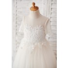 Princessly.com-K1003881-Ivory Lace Champagne Tulle Short Sleeves Wedding Flower Girl Dress-01