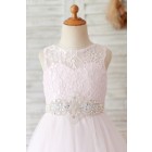 Princessly.com-K1003505-Ivory Lace Tulle Wedding Flower Girl Dress with Beaded Belt-01
