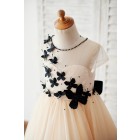 Princessly.com-K1003884-Champagne Tulle Cap Sleeves Wedding Flower Girl Dress with Black Butterflies-01