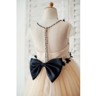 Princessly.com-K1003884-Champagne Tulle Cap Sleeves Wedding Flower Girl Dress with Black Butterflies-01