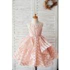 Princessly.com-K1003885-Peach Pink Stripe Organza Spaghetti Straps Wedding Flower Girl Dress-01