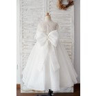 Princessly.com-K1003888-Elbow Sleeves Beaded Neoprene Tulle Wedding Flower Girl Dress with Bow-01