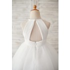 Princessly.com-K1003893-Ivory Chiffon Tulle Halter Neck Keyhole Back Wedding Flower Girl Dress-01