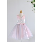 Princessly.com-K1003982-Pink Silver Gray Sequin Tulle V Neck Wedding Flower Girl Dress-01