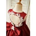 Princessly.com-K1003854-Burgundy Satin Ivory Lace Keyhole Back Wedding Flower Girl Dress-01