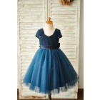Princessly.com-K1003852-Navy Blue Lace Tulle Cap Sleeves Wedding Flower Girl Dress with Bow-01