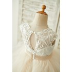 Princessly.com-K1003849-Ivory Lace Champagne Tulle Floor Length Wedding Flower Girl Dress-01