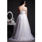 A-line Strapless Sweetheart Empire Waist Layered Pleats Sweep Tulle Wedding Dress w/ Flower