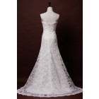 A-line Strapless Sweetheart Scalloped Edge French Corded Lace Floor Length Court Wedding Dress