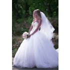 Princessly.com-K1004119 Ball Gown Ivory Tulle Strapless Wedding Party Dress-02