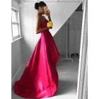 Princessly.com-K1004089-Hi-low Red Satin Strapless Wedding Prom Evening Party Dress-01