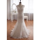 Elegantly Luxury Mermaid Lace Wedding Gown of Open Back & Knot Streamers