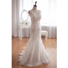 Elegantly Luxury Mermaid Lace Wedding Gown of Open Back & Knot Streamers