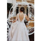 Princessly.com-K1004085-Champagne Lace Tulle Deep V Neck Back Wedding Party Dress-01