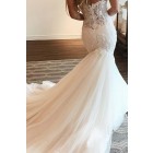 Princessly.com-K1004077-Mermaid Ivory Lace Tulle Sweetheart Neck Wedding Party Dress-01