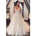Princessly.com-K1004078-Ivory Tulle Off Shoulder Straps Wedding Party Dress-01