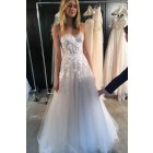 Princessly.com-K1004072-Champagne Lace Tulle Flower Wedding Party Dress-02