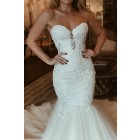 Princessly.com-K1004077-Mermaid Ivory Lace Tulle Sweetheart Neck Wedding Party Dress-01