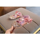 Princessly.com-K1003947-Silver/Gold/Pink Bow Leather Sequin Sandals Baby Dancing Shoes Flower Girl Shoes-01