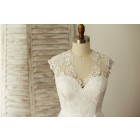 Princessly.com-K1003328-V Neck Ivory Lace Tulle Wedding Dress-01