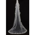 Princessly.com-K1000334-Cathedral Long Length Lace Trim 3D Flower Wedding Veil-01