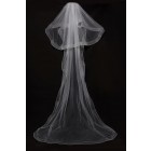 Princessly.com-K1000330-2 Layers Horsehair Trim Simple Wedding Veil-01