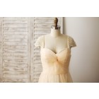 Princessly.com-K1003332 Champagne Tulle Beaded Cap Sleeves Prom Party Dress-01